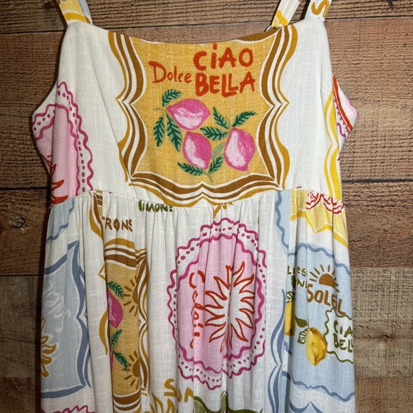 Paper Heart Les Citrons Maxi Dress Small Linen Coastal Chic Amalfi Euro Summer - Picture 5 of 12